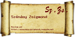 Szénásy Zsigmond névjegykártya